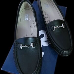 SAS Women's Black Flats with Silver Accent